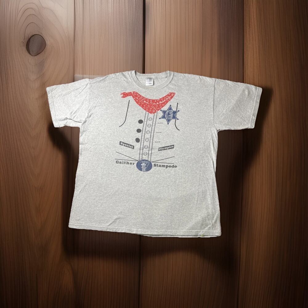 Cowboy Special Olympics Gray, T-SHIRT, retro 2011 Unisex Sz-XL (let Me Win)